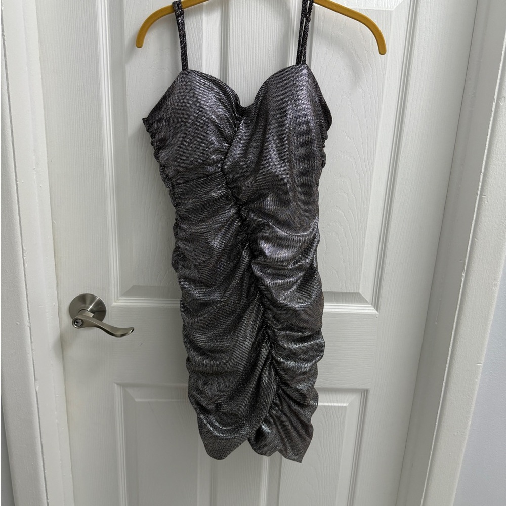 Shimmering Ruched Mini Dress